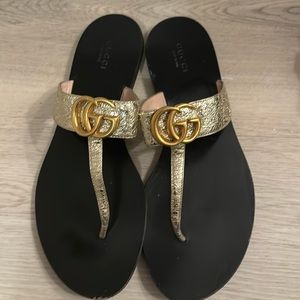 Gold Gucci sandals